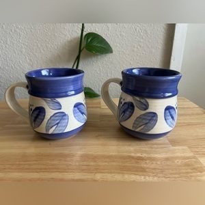 Pair Pfzaltgraff Stoneware Mugs Vintage Hot Chocolate COFFEE Bar Cups 1990's Mat